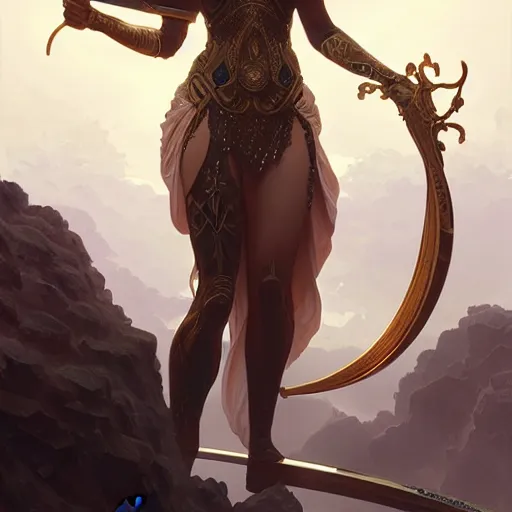 Prompt: Artemis, greek, fantasy, intricate, elegant, highly detailed, digital painting, artstation, concept art, matte, sharp focus, illustration, art by Artgerm and Greg Rutkowski and Alphonse Mucha