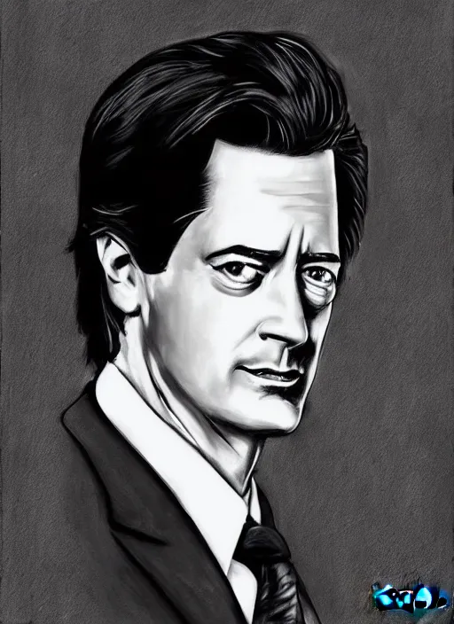 Prompt: portrait of kyle maclachlan as dale cooper by jenifer prince