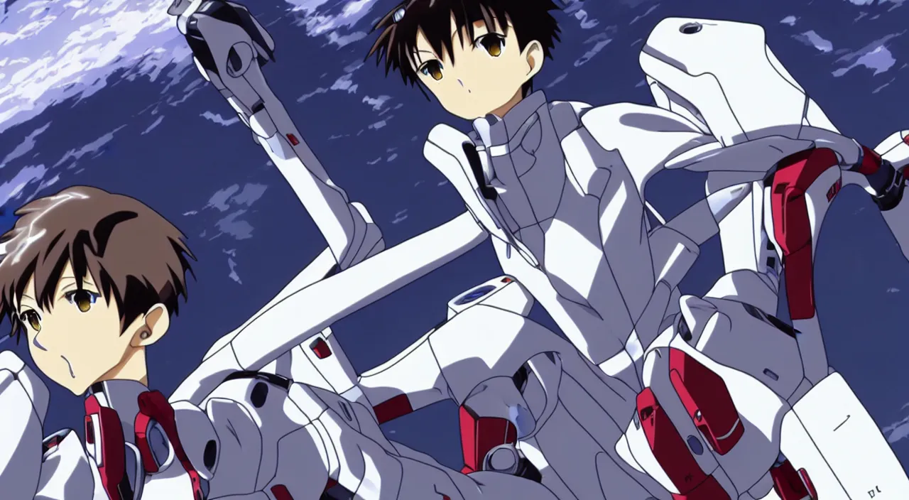 Image similar to shinji ikari pilots tesla model s, evangelion anime, full hd, hd anime, hd anime wallaper