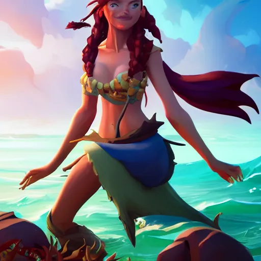 Image similar to jack the pirate mermaid on sea of thieves game avatar hero, behance hd by jesper ejsing, by rhads, makoto shinkai and lois van baarle, ilya kuvshinov, rossdraws global illumination