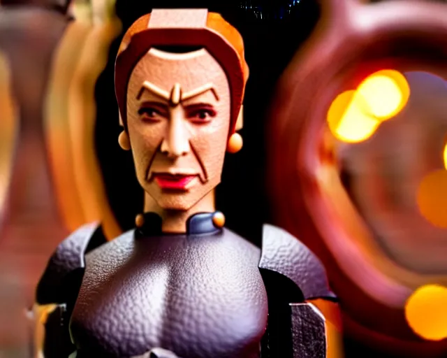 Image similar to bajoran kira nerys from star trek, three quarter shot, medium close - up, f 1. 4, 3 5 mm