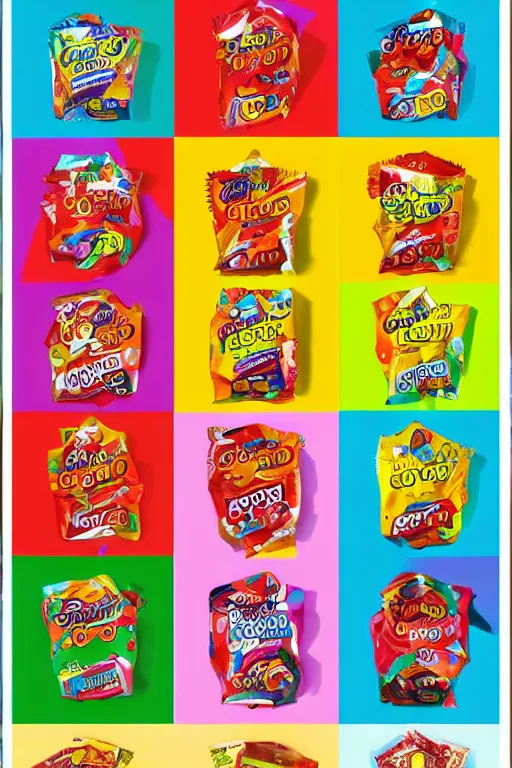 Image similar to lots of candy in the style of modern pop art