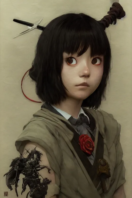 Prompt: miyazaki aoi as mathilda, school uniform, battle warrior, lord of the rings, tattoos, decorative ornaments, by carl spitzweg, ismail inceoglu, vdragan bibin, hans thoma, greg rutkowski, alexandros pyromallis, perfect face, fine details, realistic shading, photorealism