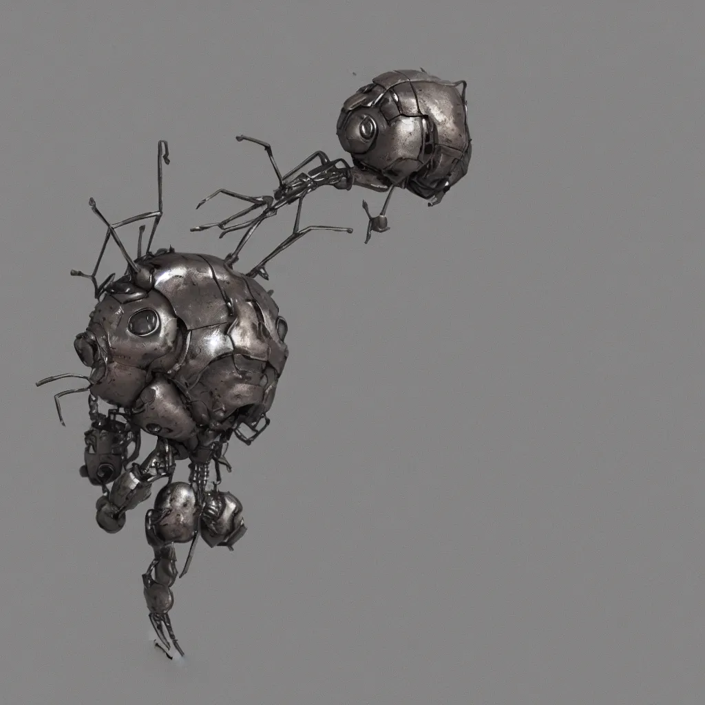 Prompt: ant head made of riveted steel sheet metal, octane render, trending on Artstation, soft noise gradient background