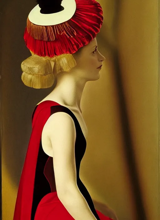 Prompt: portrait of young woman in renaissance dress and renaissance headdress, art by horst p. horst