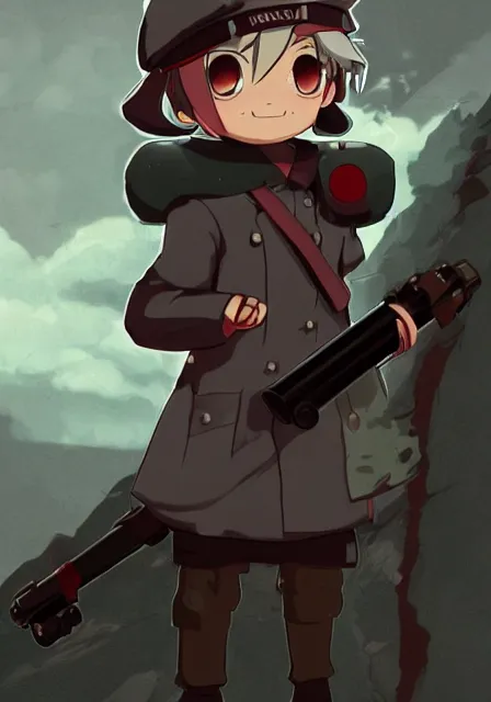 Prompt: beautiful little boy in nazi uniform posing while hold an canon. red, green, blue and gray pallet color. made in abyss art style, inspired by kris from deltarrune, cute detailed artwork, anatomically correct, soft details, ilya kuvshinov, reflection, perfect composition, mobile wallpaper, illumination, digital art, detailed anime soft face