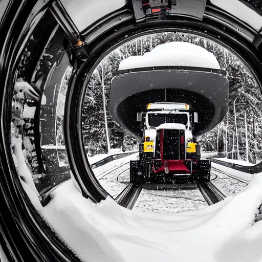 Image similar to POV inside snowplow, photograph