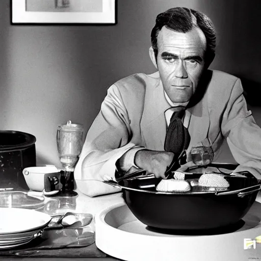 Image similar to henry fonda in a fondue, 8 k ultra realistic details