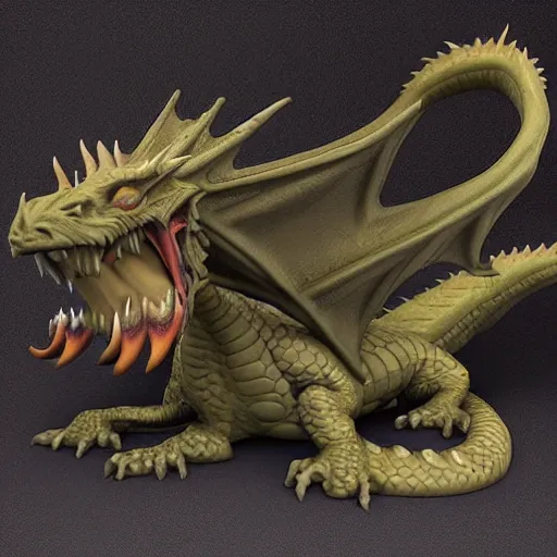 Image similar to “fire breathing dragon made from clay, detailed, unreal engine”