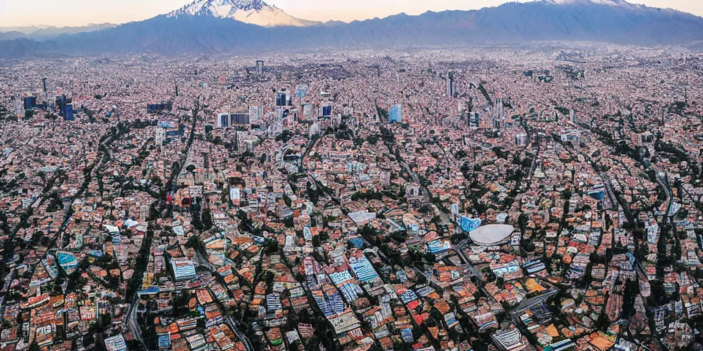 Image similar to santiago de chile, overhead drone shot