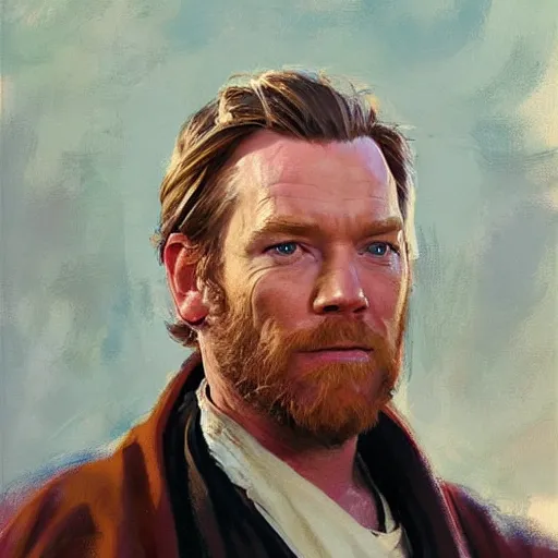 Image similar to portrait of ewan mcgregor as obi wan kenobi by gregory manchess