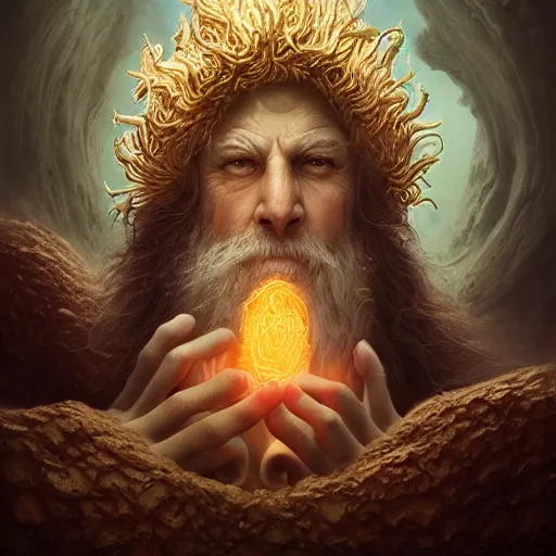 Image similar to by artgerm and agostino arrivabene, visually stunning, cinematic, ultra realistic, hyper realism, epic, octane render, unreal engine, vfx, a old druid preparing potion, fungal enchanter, murloc tinyfin, dread infernal, wee whelp, battle ram