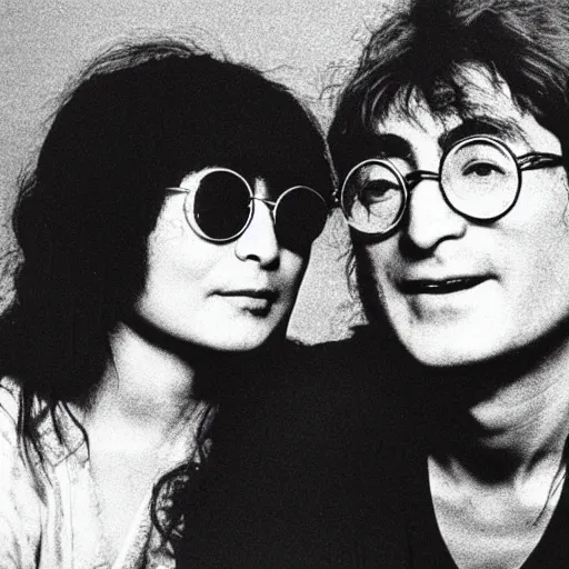 Image similar to john lennon and yoko ono in the style of hayao miyazaki