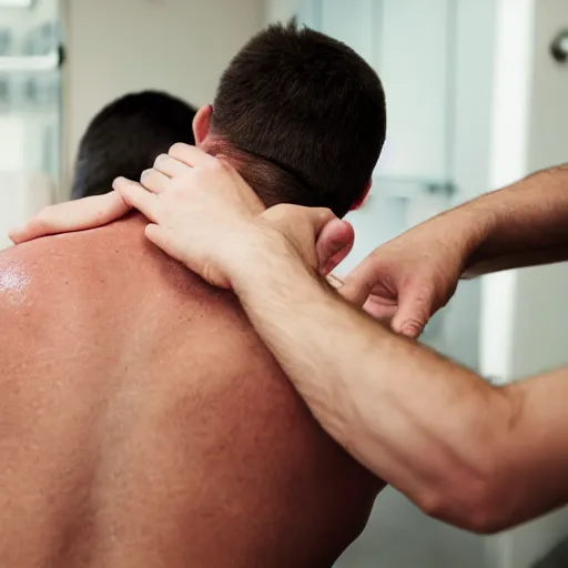 Image similar to man getting his armpits tickled by another man