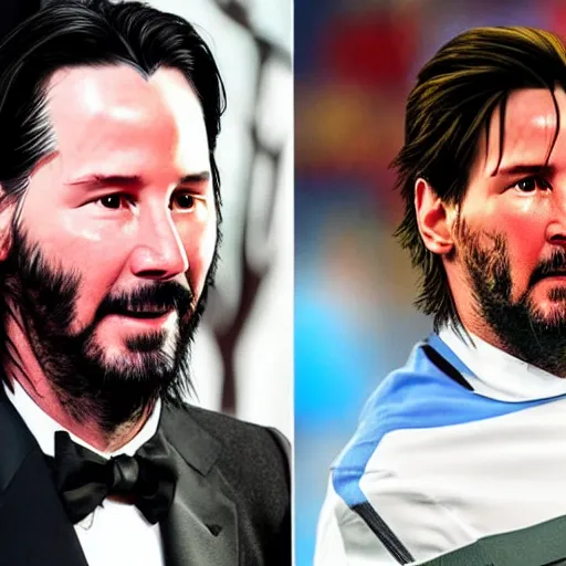 Prompt: Keanu Reeves as Messi