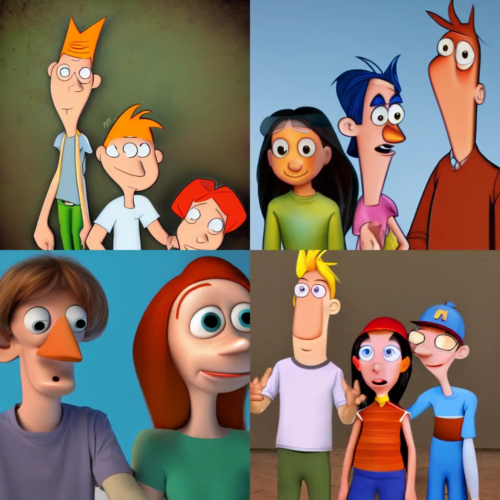 Prompt: Realistic Phineas and Ferb