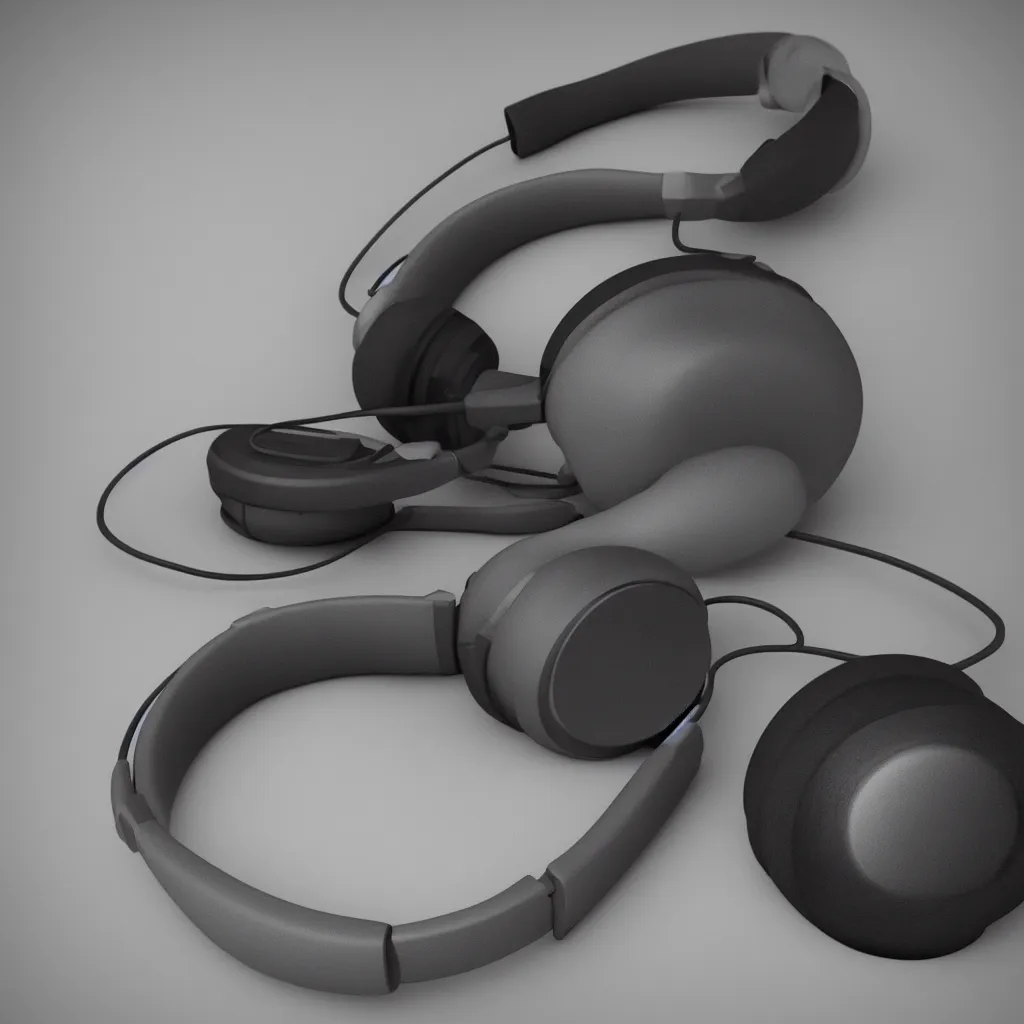 Image similar to 3 d render of studio headphones, ultrarealistic, conept art, artstation, industrial design