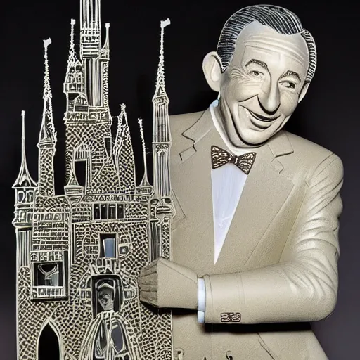 Image similar to a cut paper sculpture of walt disney