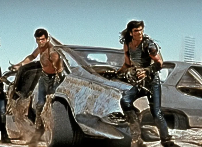 Prompt: scene from the 1969 science fiction film Mad Max