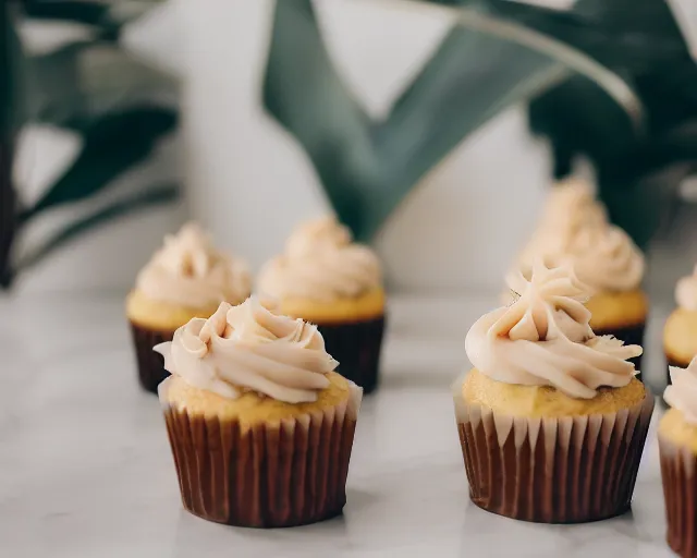 Prompt: dslr food of pineapple cupcakes, 8 5 mm f 1. 4