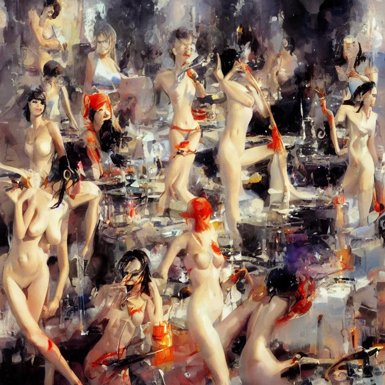 Prompt: hookah smoking nymphs, androgynous, sharp focus, neotenous by john berkey