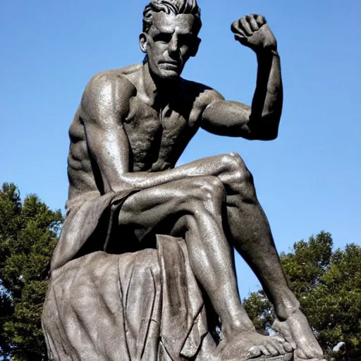 Image similar to jordan peterson in the style of rodins the thinker statue