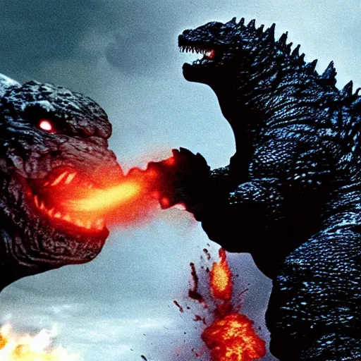 Prompt: Godzilla invades the White House, realistic, b movie
