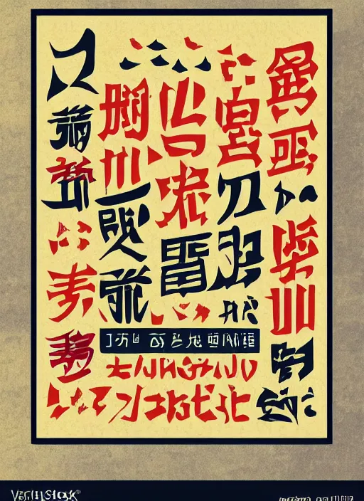 Image similar to poster design with bright and colourful vintage typographic japanese katakana, layout design, illustrator vector graphics