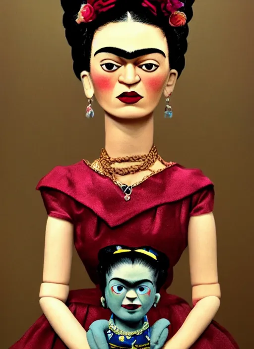 Image similar to frida kahlo as a mark ryden doll, detailed digital art, trending on Artstation