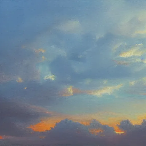 Image similar to beautiful detailed oil painting of a dusk sky, 4k, artstation