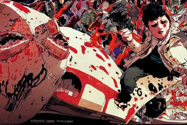 Image similar to pizza the hut, akira, poster, high quality