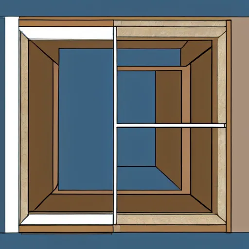 Prompt: blueprint of a 6 by 8 foot room with a window in the middle of the 8 foot wall