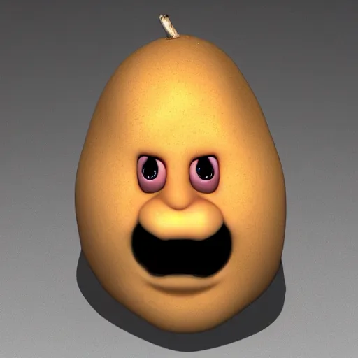 Prompt: 3 d rendered potato with scary face