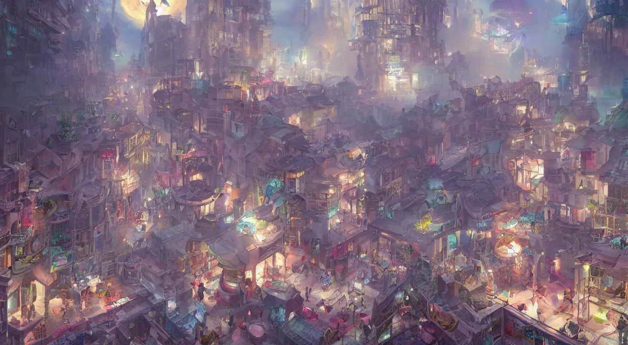 Image similar to bazaar zouk oriantal place mosquet multicolorful sky shine matte painting, street art, trending on artstation, by huang guangjian and gil elvgren and sachin teng