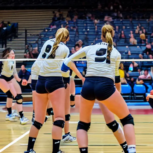 Image similar to highly detailed sports photography of a girls volleyball game