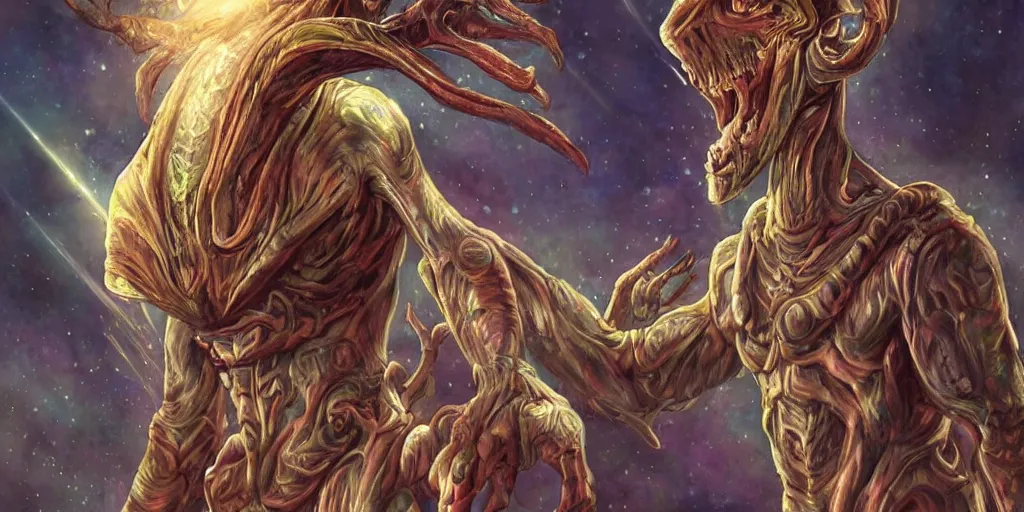 Image similar to a majestic alien god