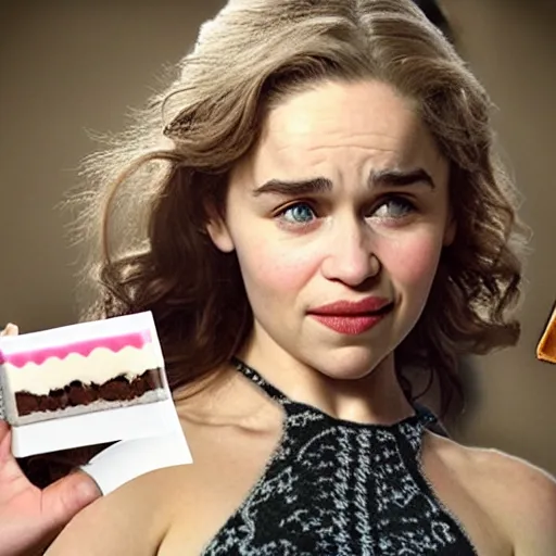 Image similar to emilia clarke mixed with a candy bar, clark bar, candy packaging, disturbing, coherent.,