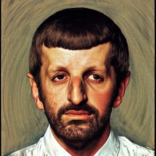 Prompt: portrait of Ringo Starr (1965), by Norman Rockwell