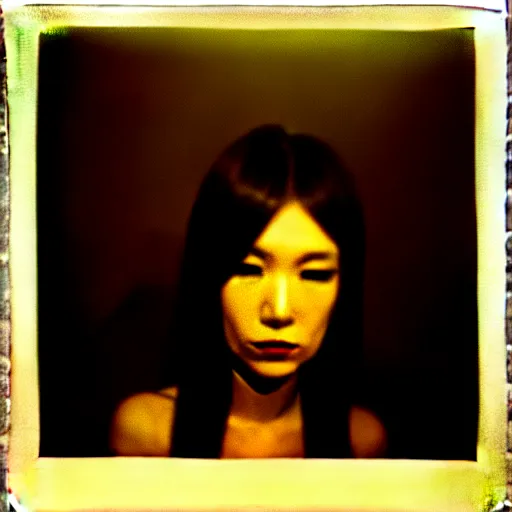 Image similar to atmospheric Polaroid photograph of Rika furude in the backrooms, professional photography