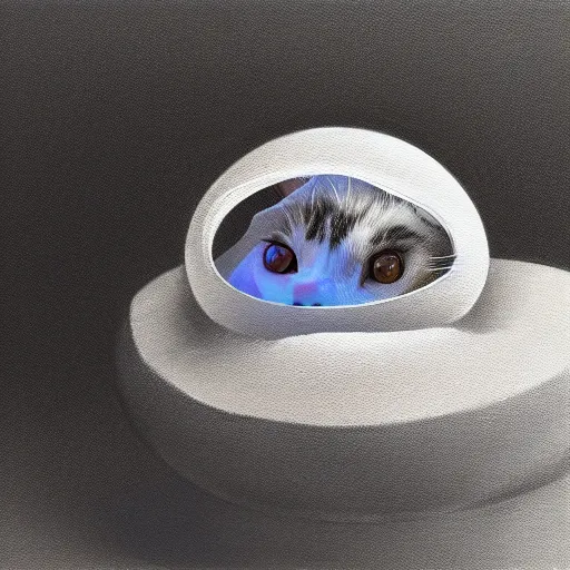 Image similar to A cat hatching from an egg, studio lighting, photorealistic, 4K