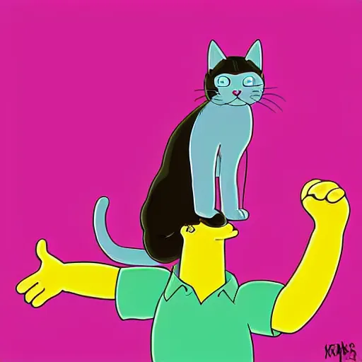 Image similar to cat in style of simpsons