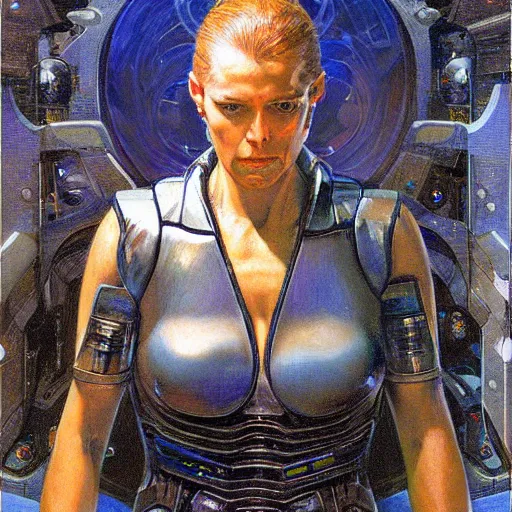 Image similar to portrait of a sci - fi woman, by donato giancola and berthold woltze.