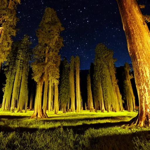 Prompt: night landscape with cypress trees high resolution 4 k wallpaper