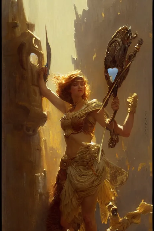 Prompt: shield maid, highly detailed painting by gaston bussiere, craig mullins, j. c. leyendecker 8 k