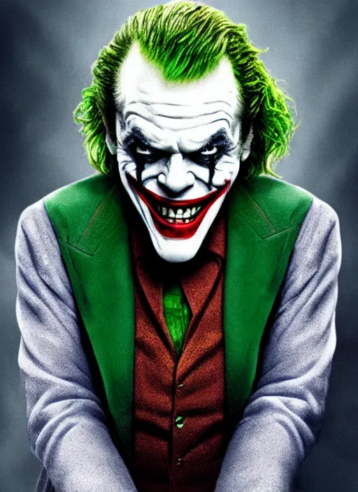 Prompt: film still of jack nicholson as joker in the new joker movie, 4 k