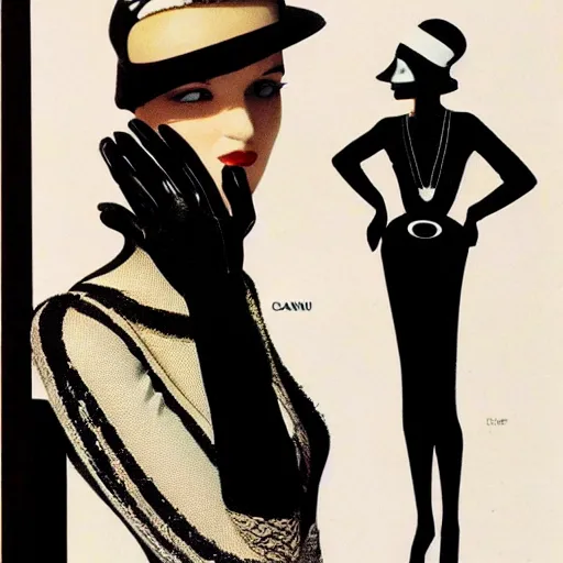 Image similar to paul pouiret art deco slanted hat tight silhouette gloves fashion chanel john lanvin vogue nineteen twenties