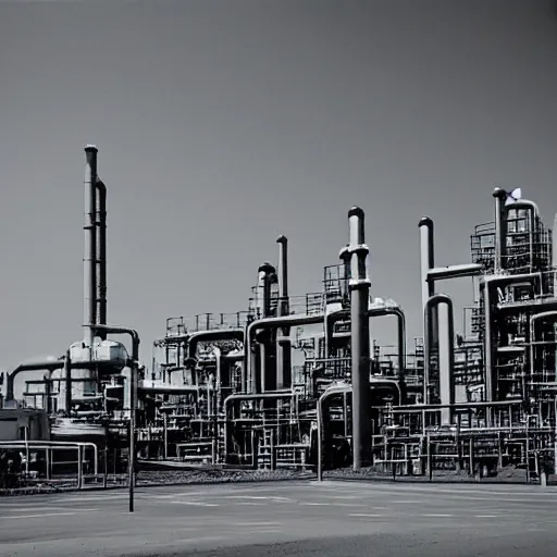 Prompt: chemical plant, film photography, by takuma nakahira