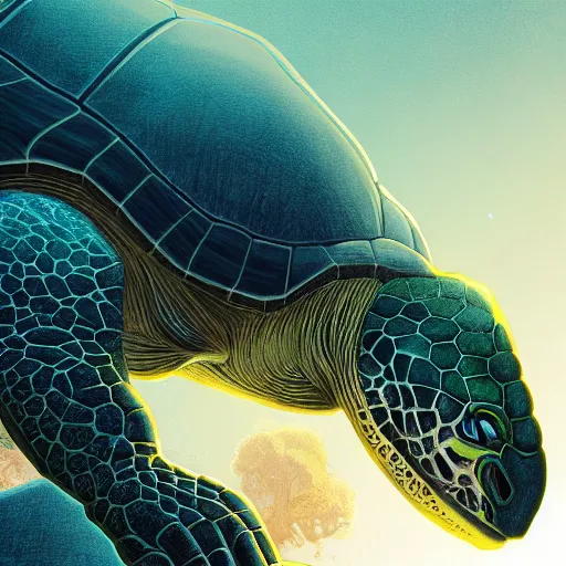 Image similar to a earth turtle recording voiceover dubbing, digital art by łukasz piskorz and patrick mcenvoy and michael komarck, intricate, highly detailed, artstation, concept art, smooth, sharp focus photo centered