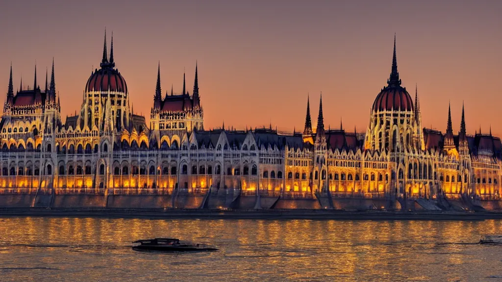 Prompt: a beautiful evening in Budapest