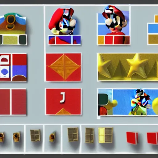 Prompt: super mario 6 4 high quality textures, high poly, 3 d